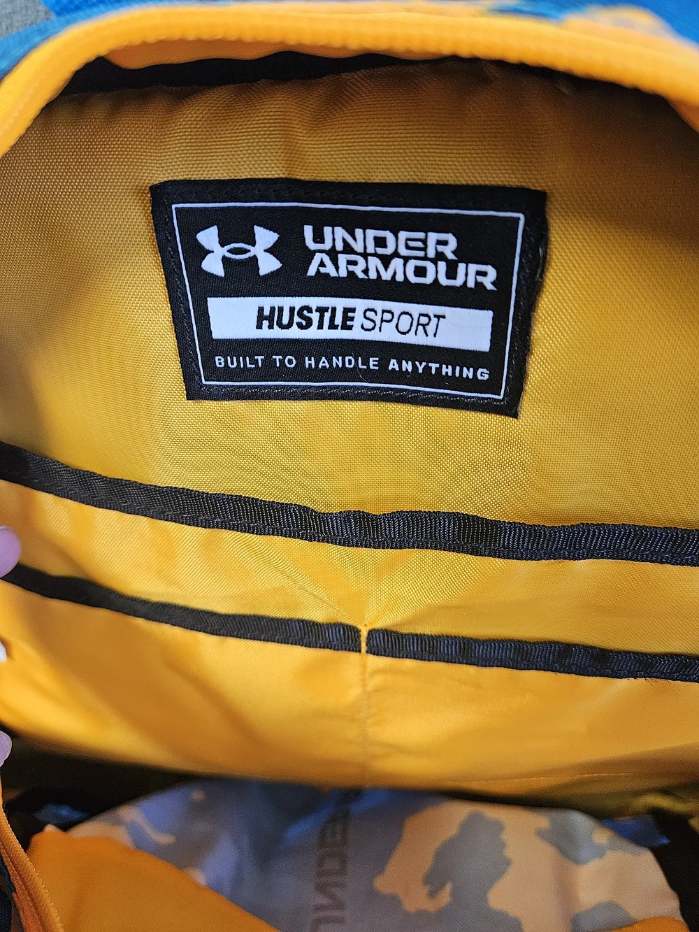 Under Armour Blue & Orange Camo Backpack EUC